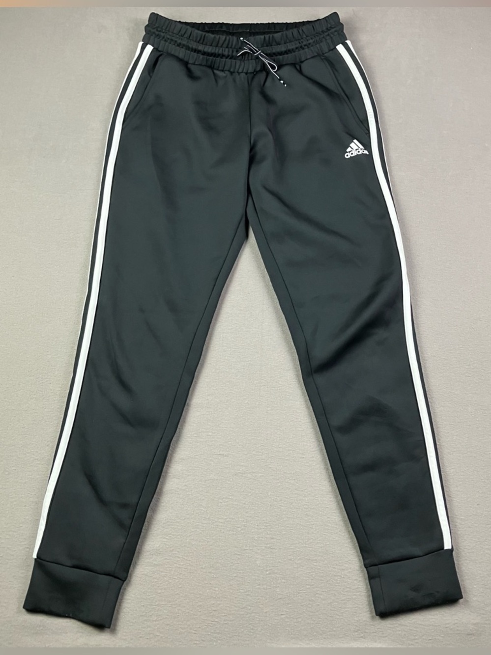 Adidas Women’s Joggers Size Small Aeroready Black 3 Striped Athletic Pants Cuff